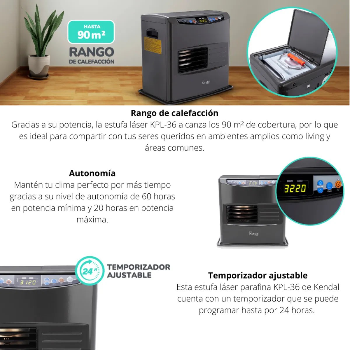 Estufa a Parafina Laser Kendal KPL-364