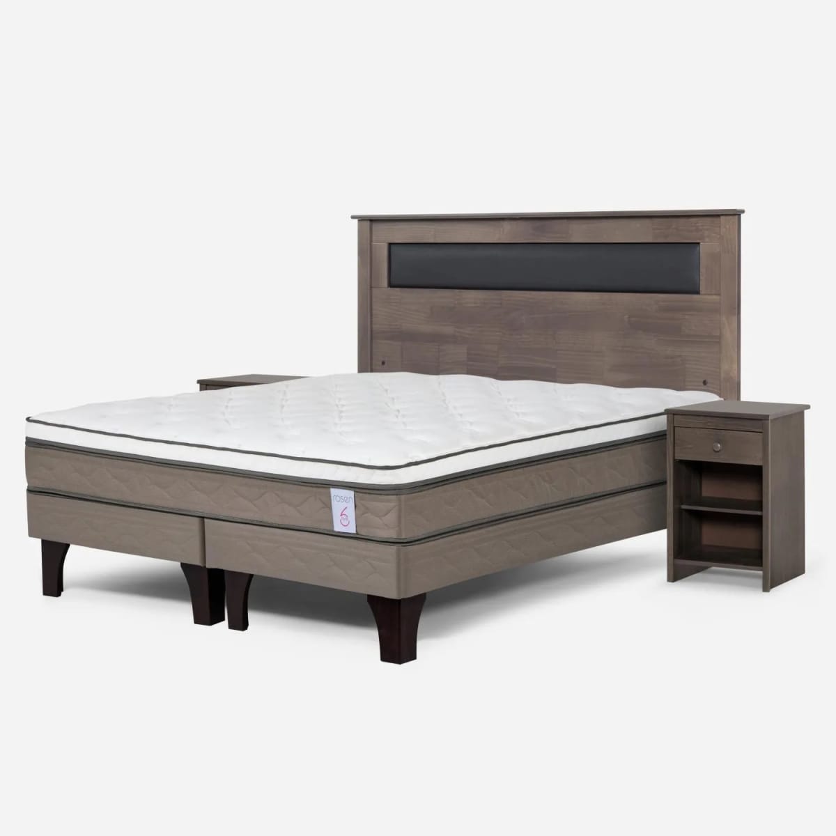 Cama Europea New Style 6 2 Plazas + Respaldo + 2 Veladores Rosen2