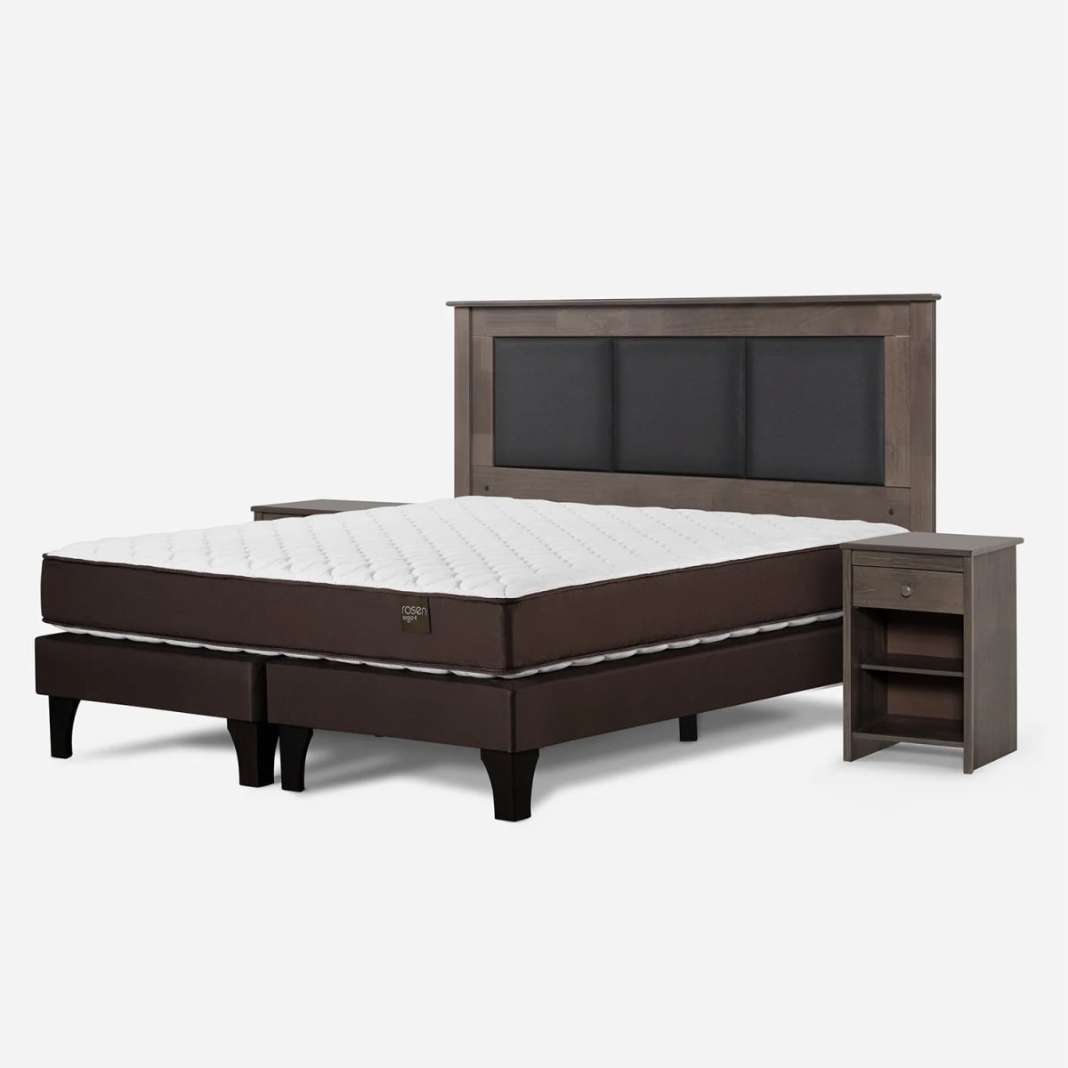 Cama Europea Ergo T King + Respaldo + 2 Veladores Rosen2