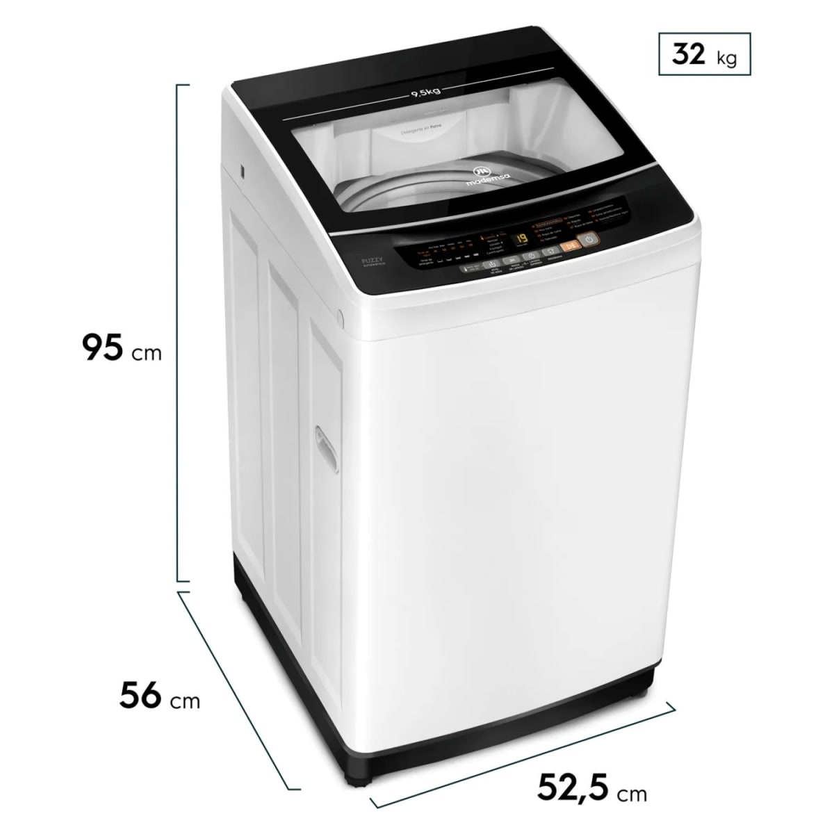 Lavadora MADEMSA Automática 9,5 Bzg, daño lateral y caja con desgaste2