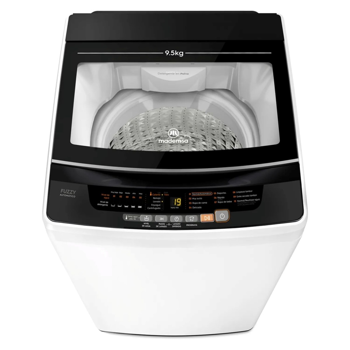 Lavadora MADEMSA Automática 9,5 Bzg, daño lateral y caja con desgaste3