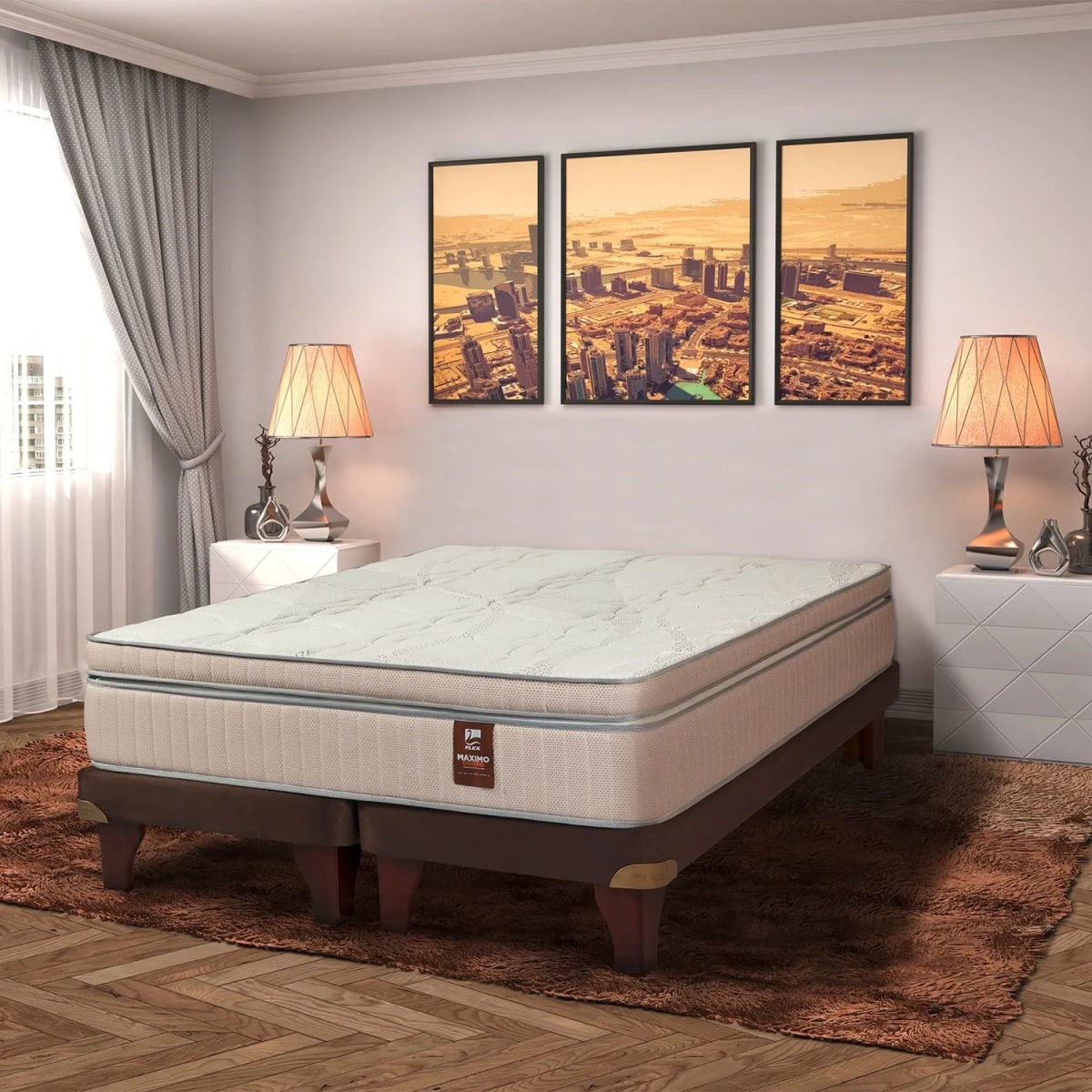 Cama Máximo Cobre 2 Plazas + Respaldo Lorraine Flex2