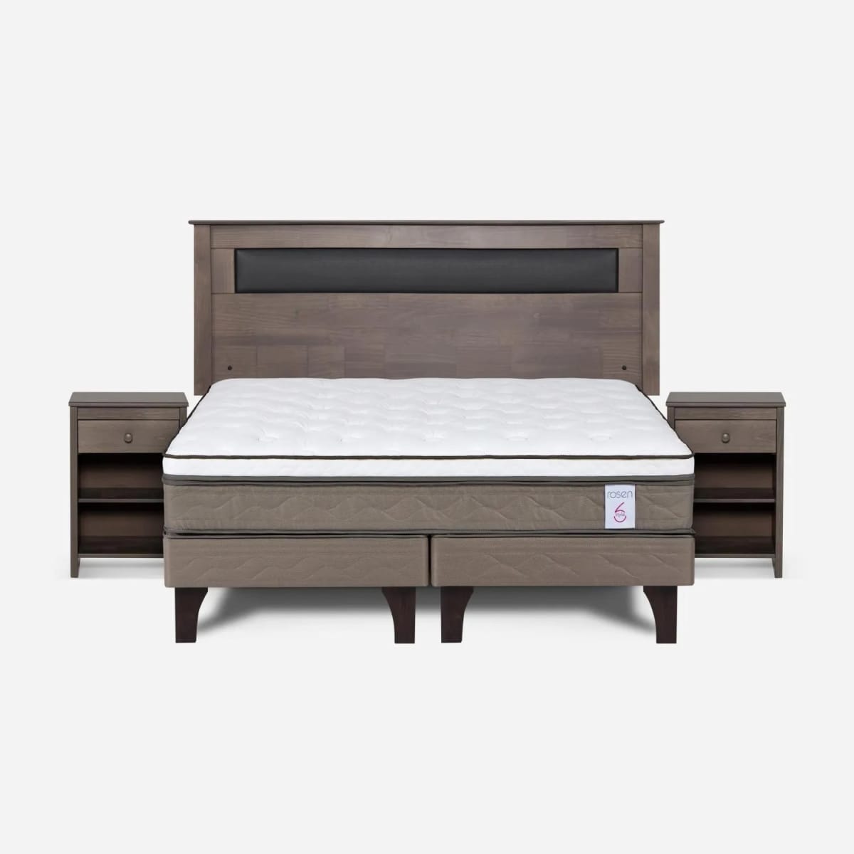 Cama Europea New Style 6 2 Plazas + Respaldo + 2 Veladores Rosen1