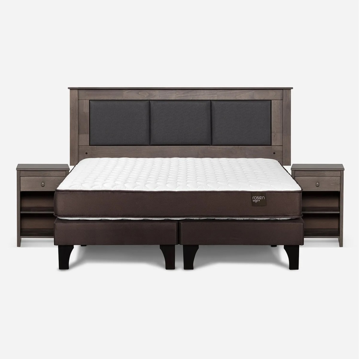 Cama Europea Ergo T King + Respaldo + 2 Veladores Rosen1