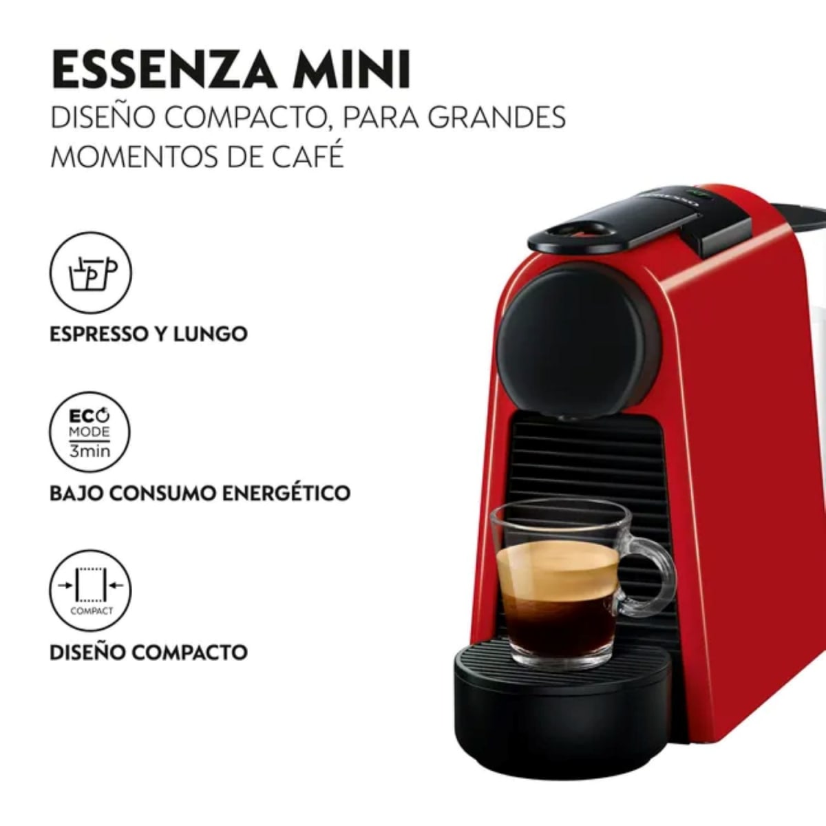 Cafetera Essenza Mini de Cápsula 0.6 l 1255 W Rojo2
