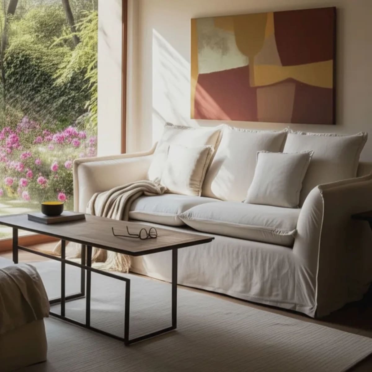 Sofá 2 Cuerpos Atlanta Tela- color Ivory1