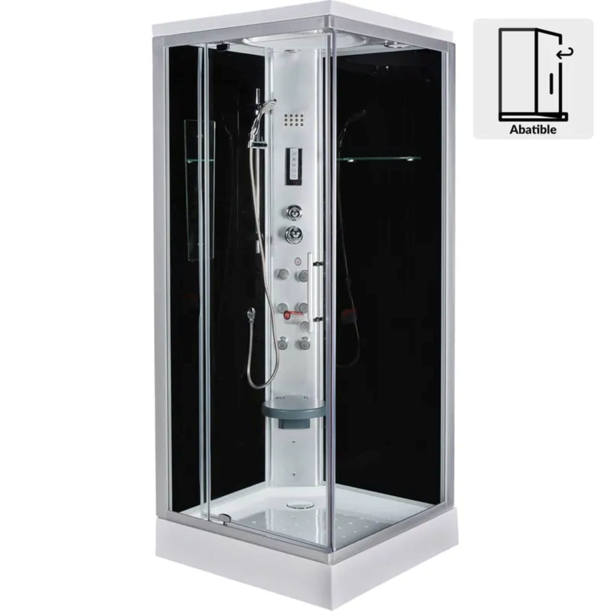 CABINA DUCHA DAQUA CUADRADA NEGRA MEDIDAS 90X90X213 CM2