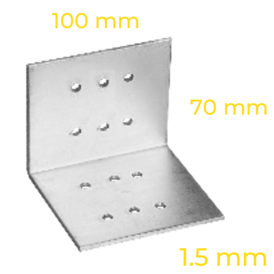 ANGULO CERCHA/CERCHA T70X70X100 1.5mm L=100 6Tx6T