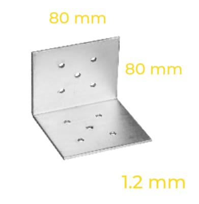 ANGULO CERCHA/CERCHA PT80X80X80 1.2mm L=80 5Tx5T