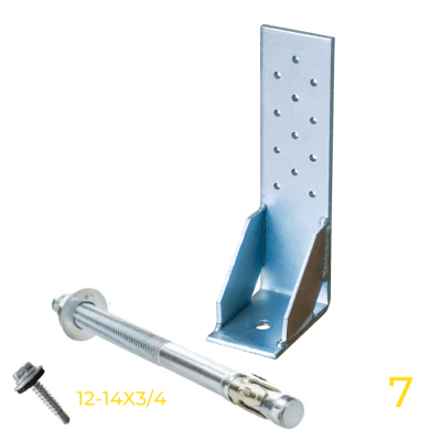 GRAN PACK ANCLAJE AN1-90 + PERNO EXPANSIÓN 1/2 X 7 + 10 TORNILLO AUTOPERFORANTE 12-14 x 3/4