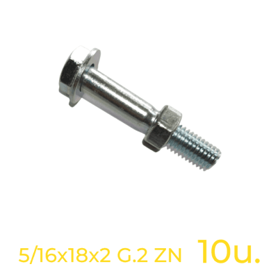 PERNO COMPLETO HEX. 5/16 18X2' G.2 ZN. ZBR (10 Unidades)