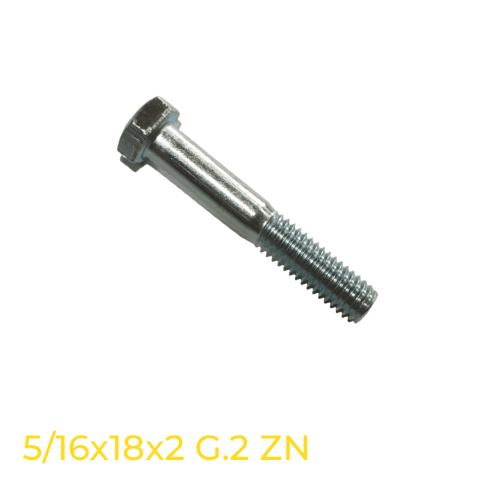 PERNO COMPLETO HEX. 5/16 18X2' G.2 ZN. ZBR (10 Unidades)2