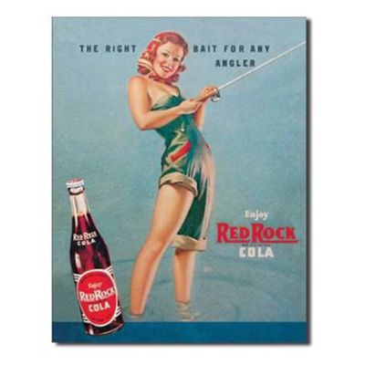 Tin Sign Red Rock Girl Fishing Tin Sign Red Rock Girl Fishing
