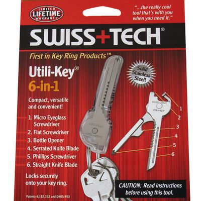 Swiss+Tech - Herramienta de llavero tipo llave 6 en 1 Swiss+Tech - Herramienta de llavero tipo llave 6 en 1