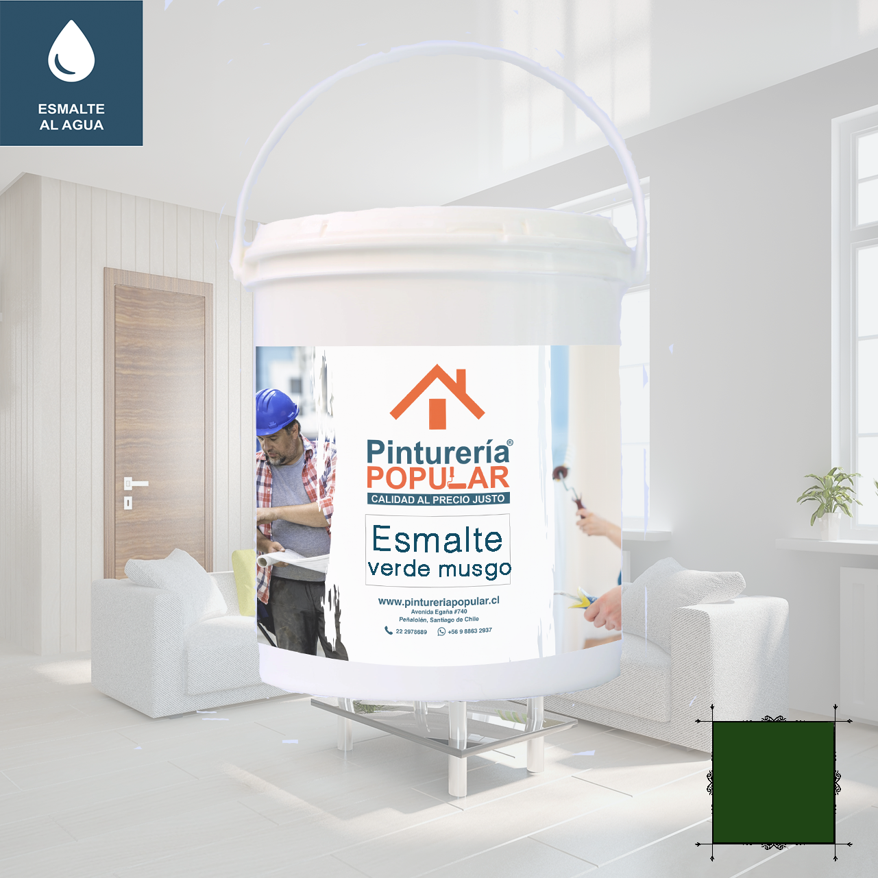 Verde Musgo - Esmalte al Agua - Semibrillo | PINTURERIA POPULAR