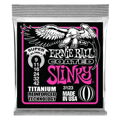 Set Cuerdas Guitarra Eléctrica 9-42 Super Slinky Coated Titanium RPS ERNIE BALL
