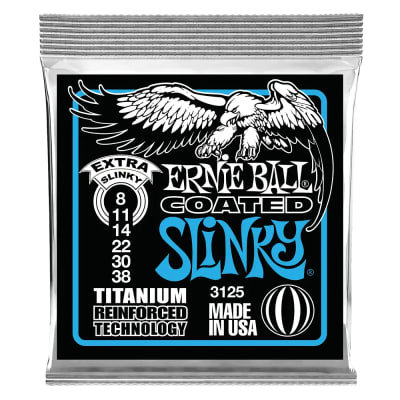 Set Cuerdas Guitarra Eléctrica 8-38 Extra Slinky Coated Titanium RPS ERNIE BALL