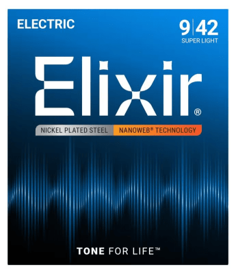 Elixir 12002 NANOWEB 09-42 Cuerdas Guit Eléctrica Super Light