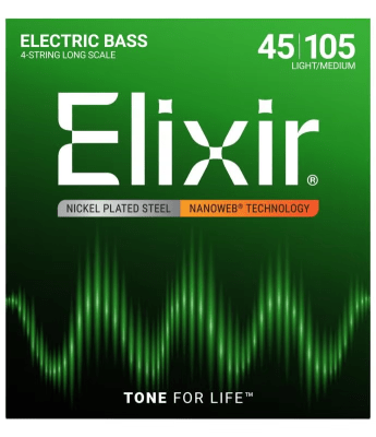 Set de 4 Cuerdas para Bajo 45-105 Nickel Steel NanoWeb 14077 Elixir