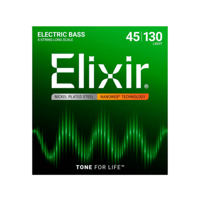 Set de 5 Cuerdas para Bajo 45-130 Nickel Steel NanoWeb Elixir