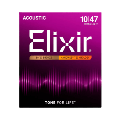 Elixir 11002 NANOWEB 10-47 Cuerdas Guit Acústica Extra Light