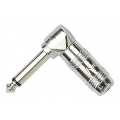CONECTOR EN L PLUG MONO 6,3 METALICO PLATEADO 2 UNIDADES