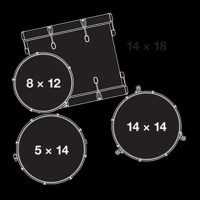 SHELLPACK 4 PCS CATALINA CLUB JAZZ 12,14,18 + 14 X 5 RED SATIN FLAME CT1-J484-RSF GRETSCH