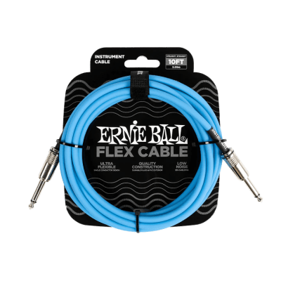 CABLE DE INSTRUMENTO 3 MTS. FLEX RECTO/RECTO BLUE 6412 ERNIE BALL