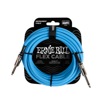 CABLE DE INSTRUMENTO 6 MTS. FLEX RECTO/RECTO BLUE 6417 ERNIE BALL