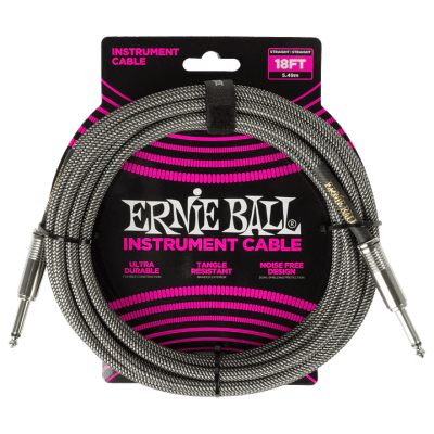 CABLE DE INSTRUMENTO 5.48 MTS. TRENZADO RECTO/RECTO SILVER FOX 6433 ERNIE BALL