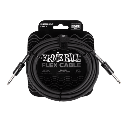 CABLE DE INSTRUMENTO 6 MTS. FLEX RECTO/RECTO BLACK 6435 ERNIE BALL