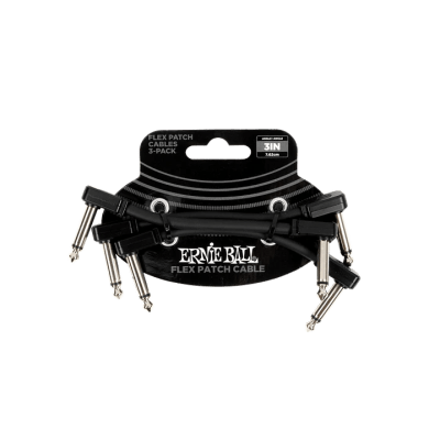 PACK 3 CABLES PATCH 7.5 CMS. FLEX BLACK 6443 ERNIE BALL