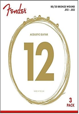 Set de Cuerdas Metal para Guitarra Acustica 70L Bronce 80/20 012-052 Fender