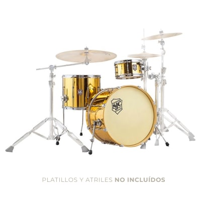 SHELLPACK Busker DeVille 3 PIEZAS Kit 20x12 14x12 10x5,5 Mirror Brass Wrap BK320B SJC