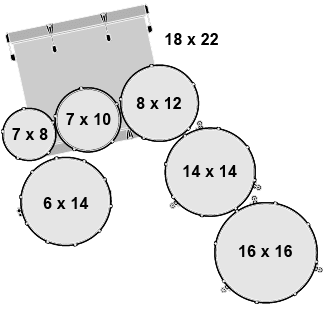 SHELLPACK 7PCS CATALINA MAPLE 8,10,12,14,16,22 + 14 X 6 AMBER GLAZE CM1-E826P-AMG GRETSCH