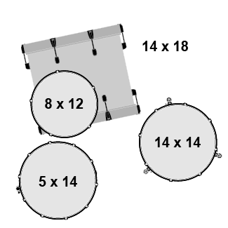 SHELLPACK 4 PCS CATALINA CLUB JAZZ 12,14,18 + 14 X 5 SATIN ANTIQUE FADE CT1-J484-SAF GRETSCH