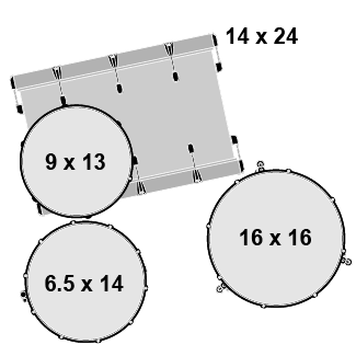 SHELLPACK 4 PCS CATALINA CLUB ROCK 13,16,24 + 14 X 6,5 PIANO BLACK CT1-R444C-PB GRETSCH