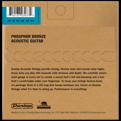 Cuerdas para Guitarra Acústica Metal 12-54 Fósforo Bronce Dunlop DAP1254