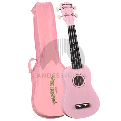 Ukelele Soprano Rosado Diamond Head con Funda Ukelele Soprano Rosado Diamond Head con Funda