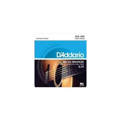 Cuerdas para Guitarra Acústica Metal 12/53 80/20 Bronze EJ11 D'Addario