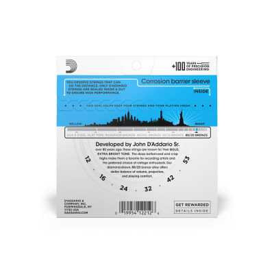 Cuerdas para Guitarra Acústica Metal 12/53 80/20 Bronze EJ11 D'Addario