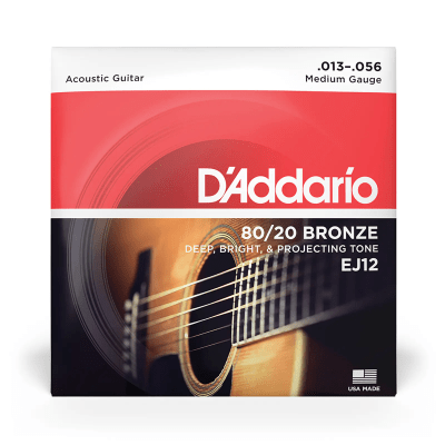 CUERDAS METALICAS GUITARRA ACUSTICA 80/20 BRONZE 13/56 EJ12 DADDARIO