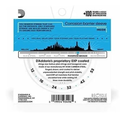 Cuerda para Guitarra Acústica Metal 12-53 Phosphor Bronze EJ16 D'Addario
