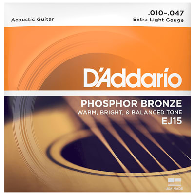 Cuerdas para Guitarra Acústica Metal 10-47 Phosphor Bronze EJ15 D'Addario