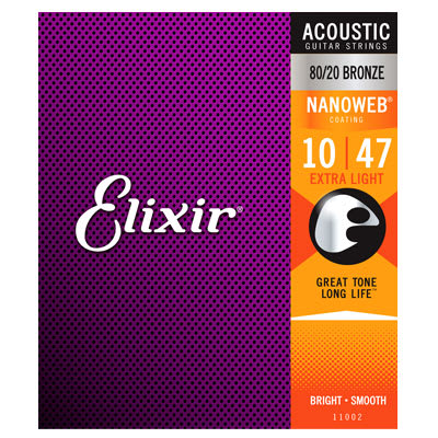 Elixir 11002 NANOWEB 10-47 Cuerdas Guit Acústica Extra Light
