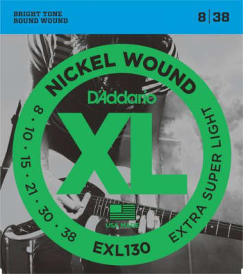 Cuerdas para Guitarra Eléctrica Nickel 8-38 EXL130 D'Addario