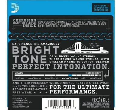 Cuerdas para Guitarra Eléctrica Nickel 8-38 EXL130 D'Addario