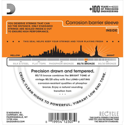 Cuerdas para Guitarra Acústica Metal 10-50 85/15 Bronze EZ900 D'Addario