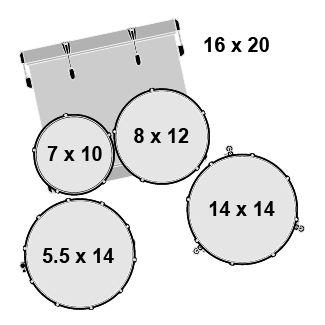 BATERIA ENERGY 10,12,14,20 + 14 X 5,5 BLACK GE4605B GRETSCH