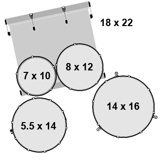 BATERIA ENERGY 10,12,16,22 + 14 X 5,5 BLUE SPARKLE GE4E825BS GRETSCH